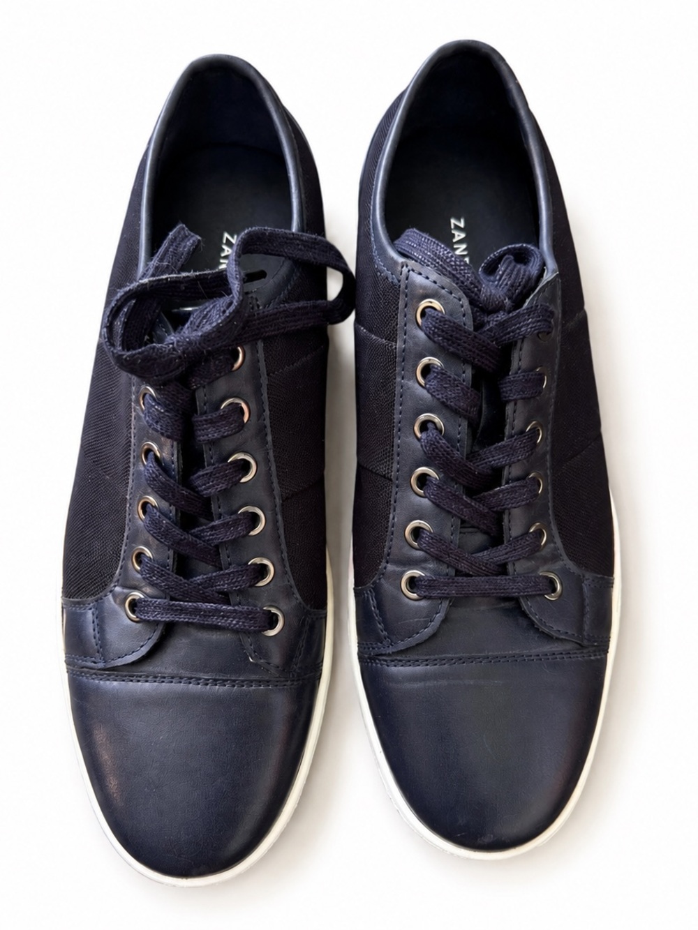 Zanzara Rory Men Size 8.5 Navy Leather Low Top Sneakers